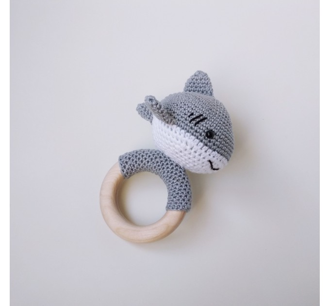 Crochet blue whale baby rattle Xmas baby gift Cotton rattle Whale baby Organic teether Sea Baby shower Baby boy gift Sea ocean tiny animal