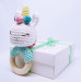 Crochet baby rattle Cotton white unicorn shower gift Wooden teether ring Pregnancy gift New mommy gift Newborn welcome gift Gender neutral stuffed animal