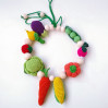 Teething necklace Busy baby Motor skills Montessori toddler Vegan gift Sling nursing toy Breastfeeding Crochet vegetable Necklace for mom
