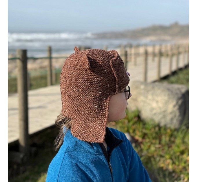 Awawa Knitted Hyrax Hat, Cute Animal Beanie, Handmade Knitted Daman Hat, Cozy Wool Blend Winter Hat, Kawaii Earflap Hat, Gift for Animal Lovers