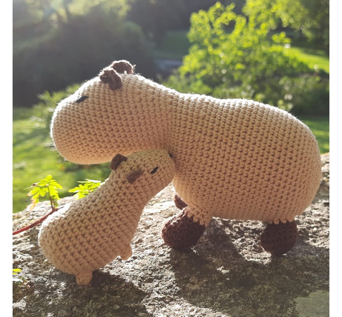 Capybara doll crochet plush toy for rodent lovers Capi lover cute interior doll gift beige animal Nephew niece present mom son gift