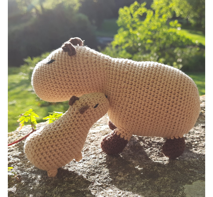 Capybara doll crochet plush toy for rodent lovers Capi lover cute interior doll gift beige animal Nephew niece present mom son gift