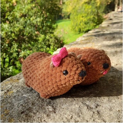 Crochet Rock Hyrax Plush | Chubby Awawa Plushie | Handmade Stuffed Animal | Cute Cozy Toy