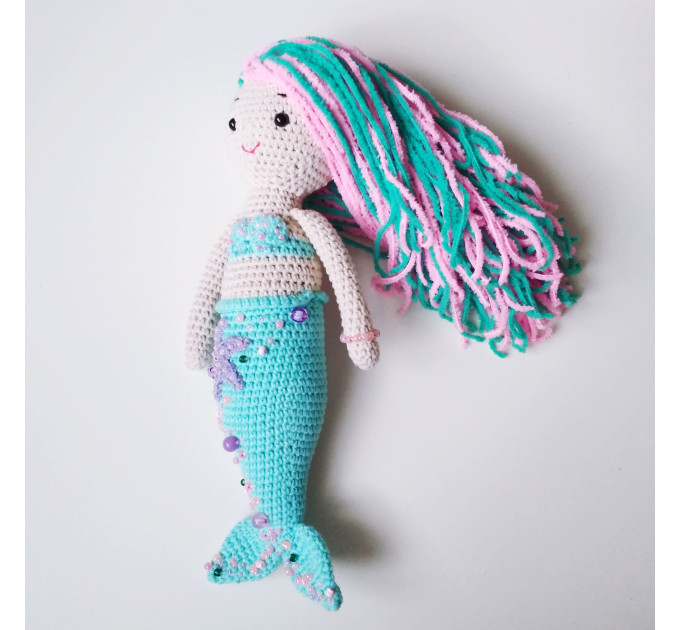 Crochet mermaid handmade doll Art doll plush toy Waldorf ooak doll Crochet  princess girl birthday gift