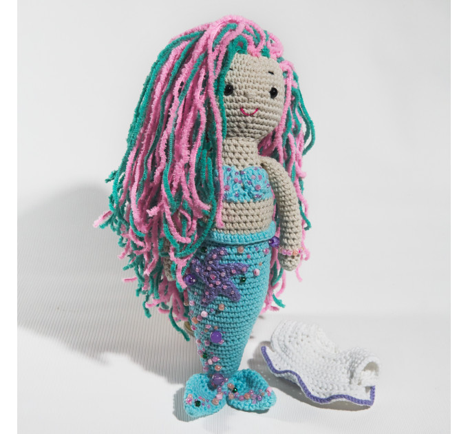 Crochet mermaid handmade doll Art doll plush toy Waldorf ooak doll Crochet  princess girl birthday gift