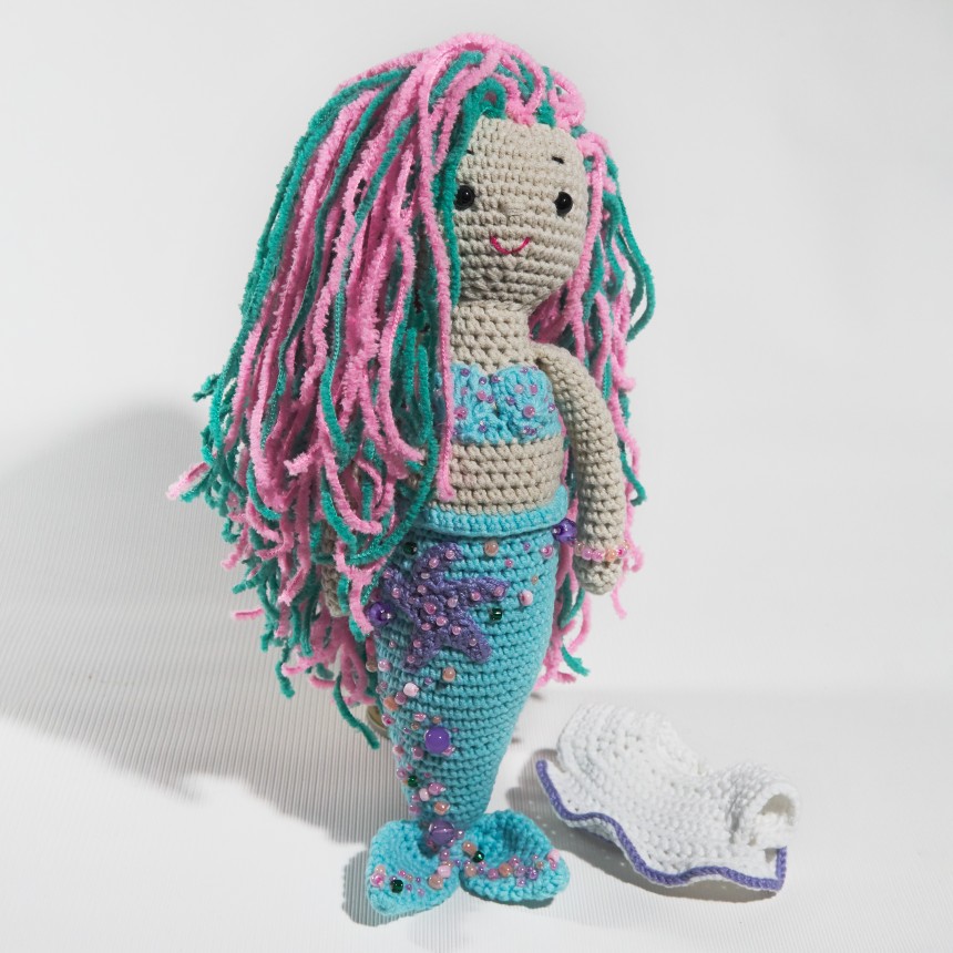Crochet mermaid handmade doll Art doll plush toy Waldorf ooak doll Crochet  princess girl birthday gift 7 year old girl