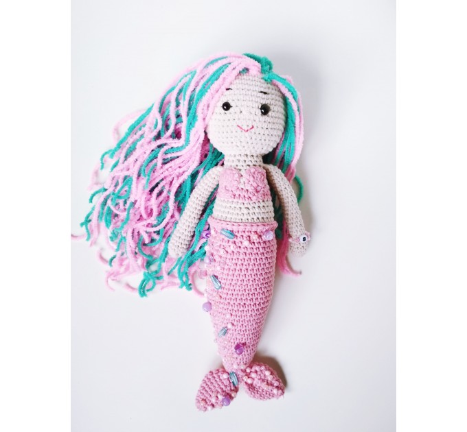 Crochet mermaid handmade doll Art doll plush toy Waldorf ooak doll Crochet princess girl birthday gift 7 year old girl