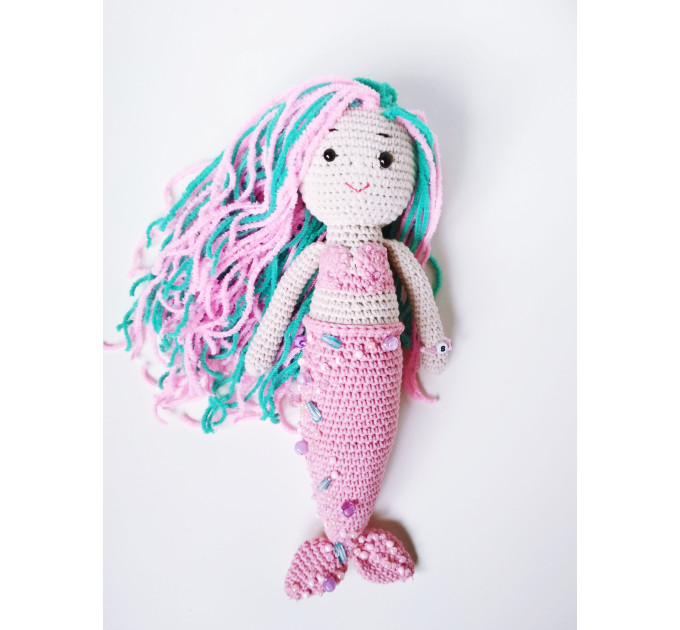 Crochet mermaid handmade doll Art doll plush toy Waldorf ooak doll Crochet  princess girl birthday gift