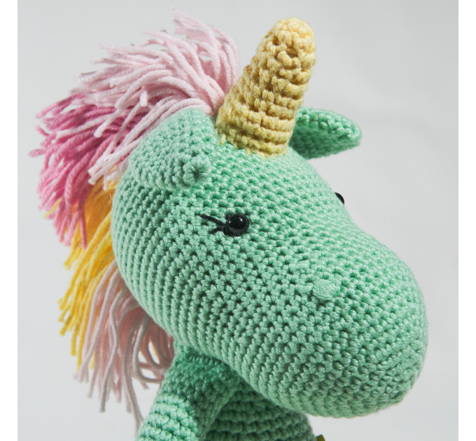 Crochet mint unicorn art doll Mint unicorn gifts