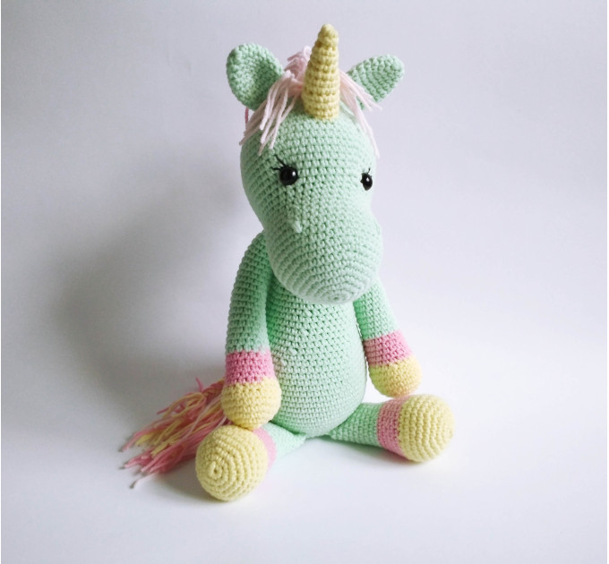 Crochet mint unicorn art doll Mint unicorn gifts