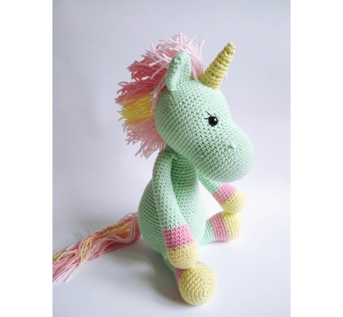 Crochet mint unicorn art doll Mint unicorn gifts
