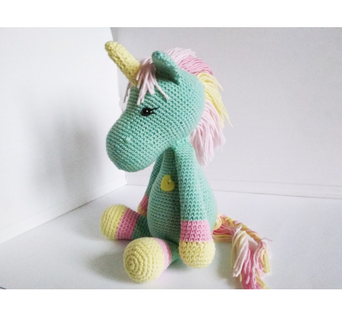 Crochet mint unicorn art doll Mint unicorn gifts