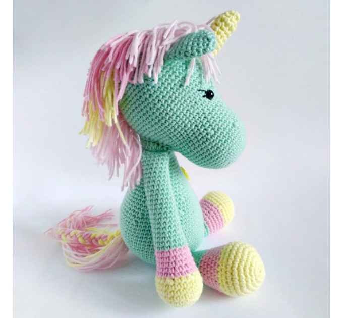 Crochet mint unicorn art doll Mint unicorn gifts