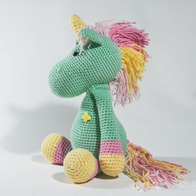 Crochet mint unicorn art doll Mint unicorn gifts