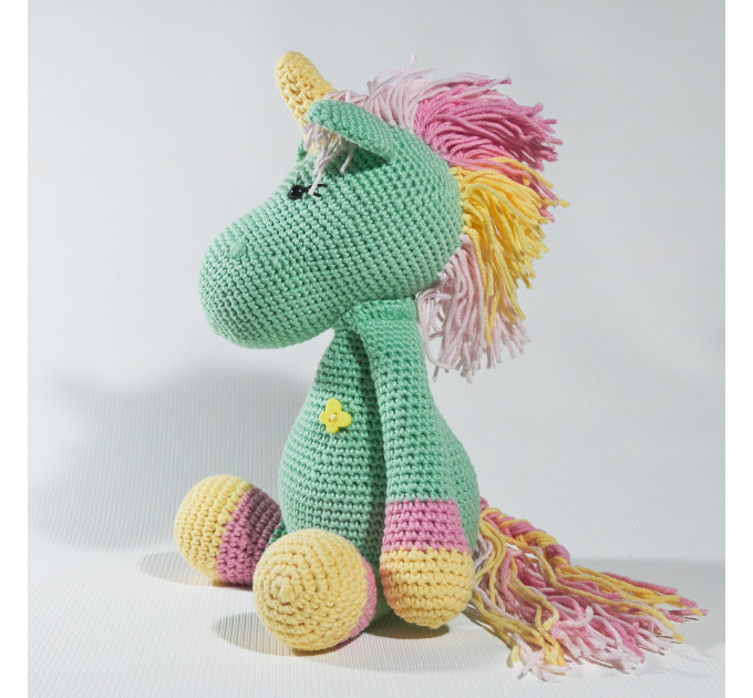 Crochet mint unicorn art doll Mint unicorn gifts