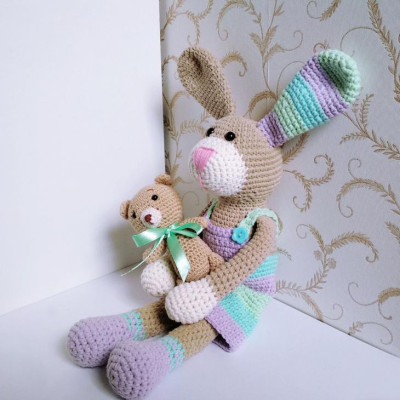 Crochet rabbit bunny doll toy Bunny stuffed animal Plush bunny boy