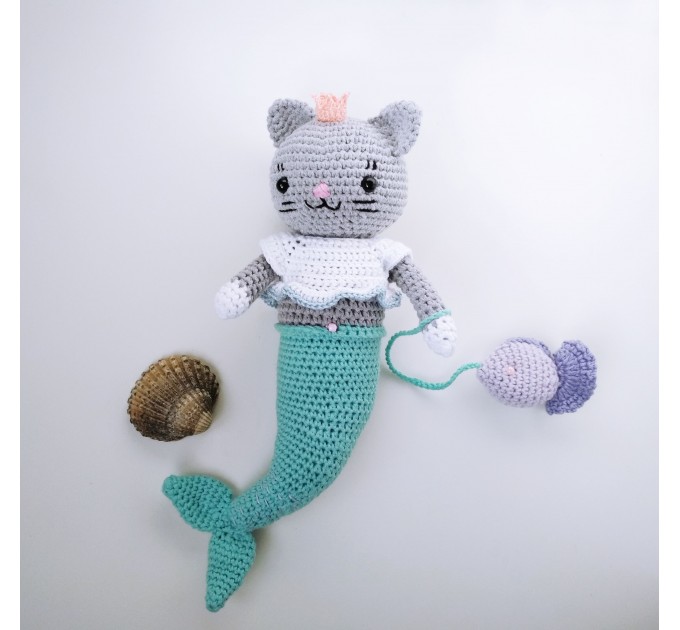Purrmaid crochet cat meowmaid doll Lucky cat plush birthday gift ideas Teen girl gifts 5th birthday girl gifts for kids