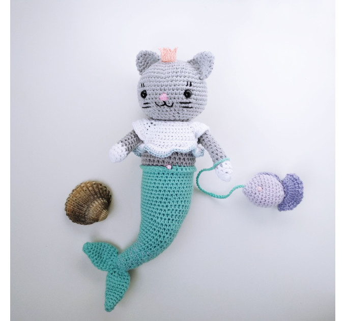 Crochet mermaid handmade doll Art doll plush toy Waldorf ooak doll Crochet  princess girl birthday gift