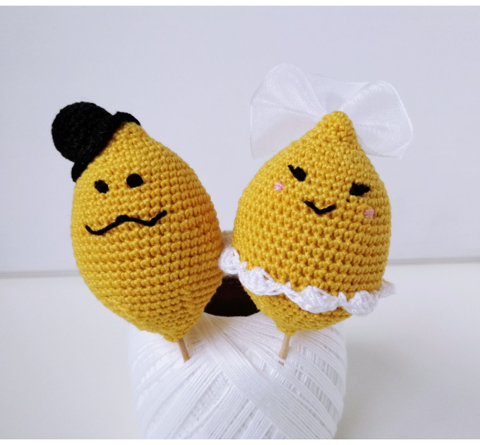 Groom and bride first anniversary funny cake topper Engagement gift Lemon party decor Relationship valentines gift